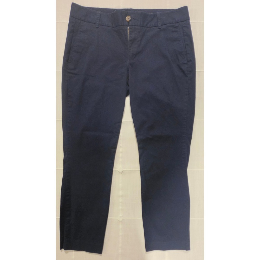 J.Crew Frankie Chino Pants Navy Blue Stretch Slim Crop Trousers Womens 10 Petite